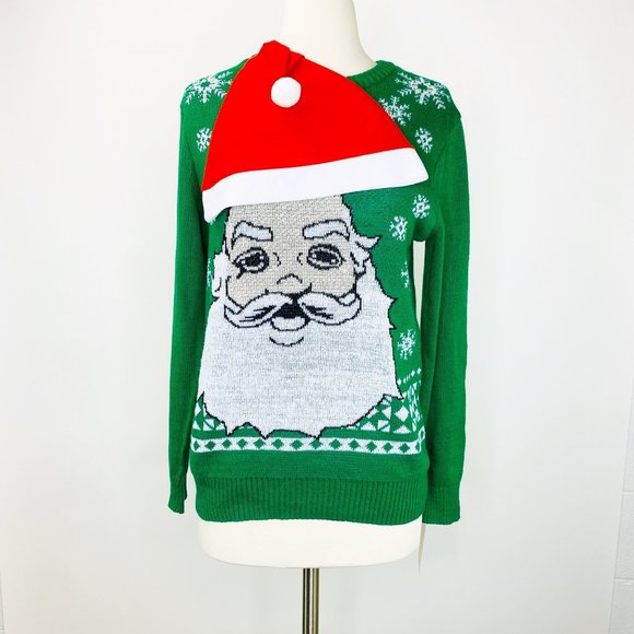 Jem Boys Santa Holiday Sweater with Removable Hat, - Picture 2 of 7